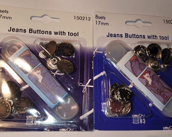 Patent buttons, jeans buttons, 17 mm, metal surface decorated