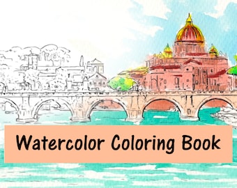 Handmade Watercolor Coloring Book: Beginner Tutorials, Rome & Macaw Projects