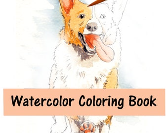 Cute Dogs Watercolor Coloring Book for kids or adult Coloring Book with paint along video tutorials for watercolor painting on thick paper