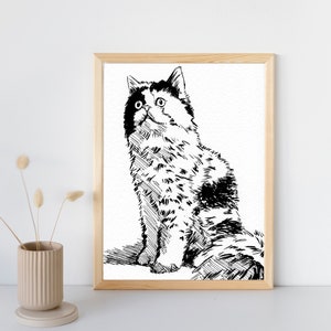 INK PET PORTRAIT | Custom made | Made to order | Personalized gift | Ink portrait painting of a pet | Ink cat portrait | Custom Ink Art