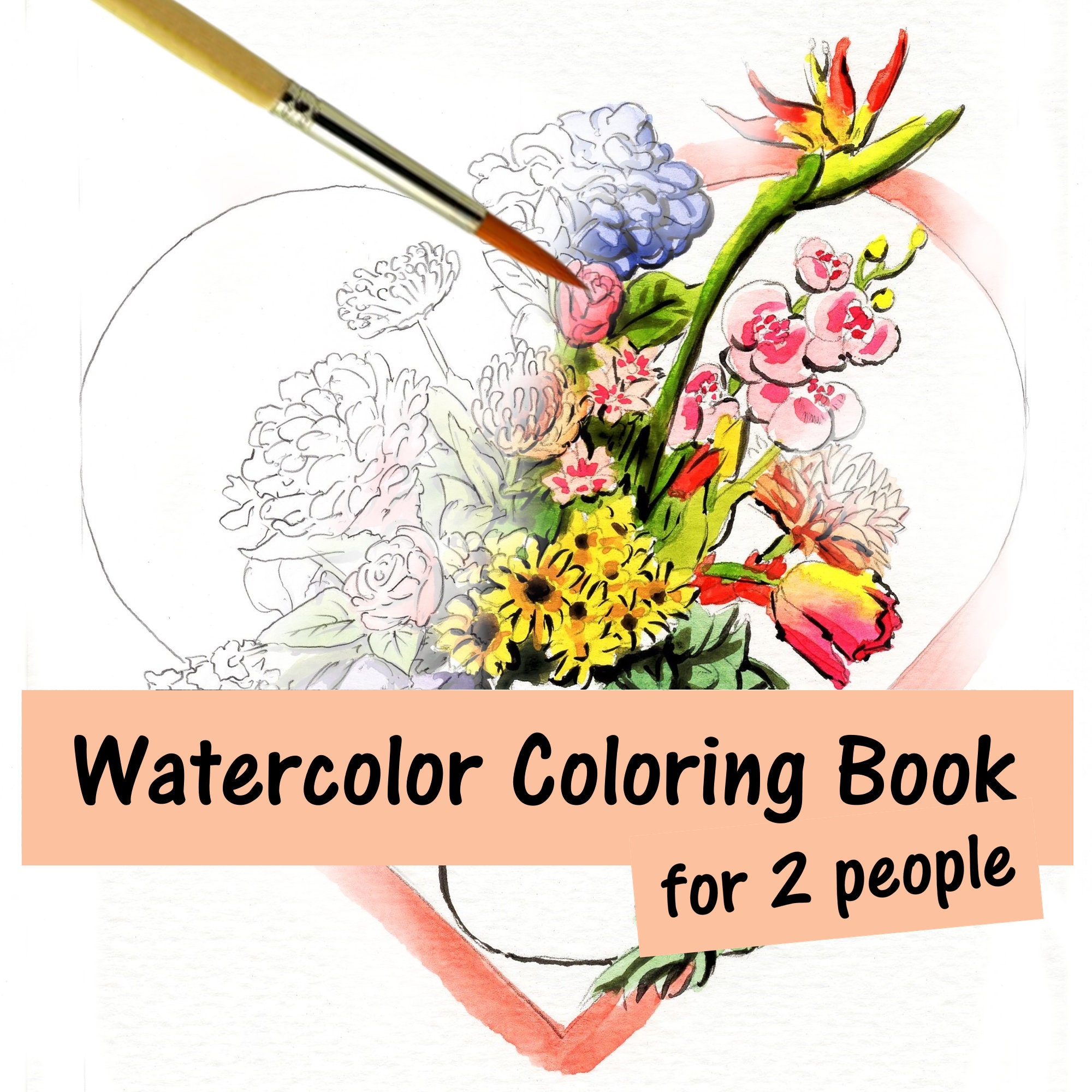 Date Night Couple's activity watercolor coloring book – Wondering Watercolor