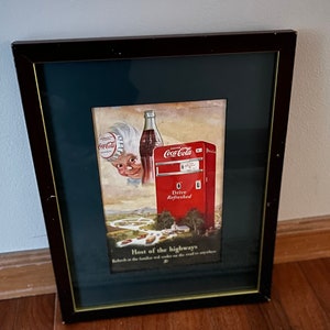 Coca Cola Framed Advertisement Picture- copyright 1950’s -Free Shipping