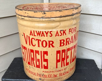 Large Sturgis Pretzel Tin- Vintage Sturgis Pretzel Tin