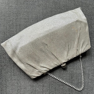 Vintage Silver Metallic Clutch Handbag with Clain that fits inside Bag -Free Shipping