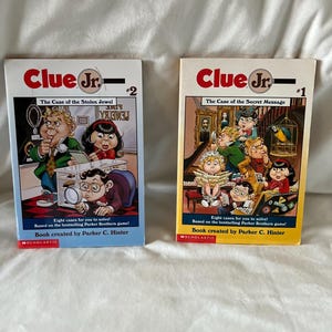2 Vintage Children’s Clue Jr. Books  #1 The Case of the Secret Message-  #2 The Case of the Stolen Jewel - Free Shipping