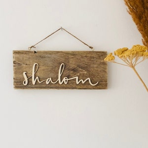 Wooden sign “shalom” | Hebrew greeting | Wooden decoration | Christian gifts | Peace