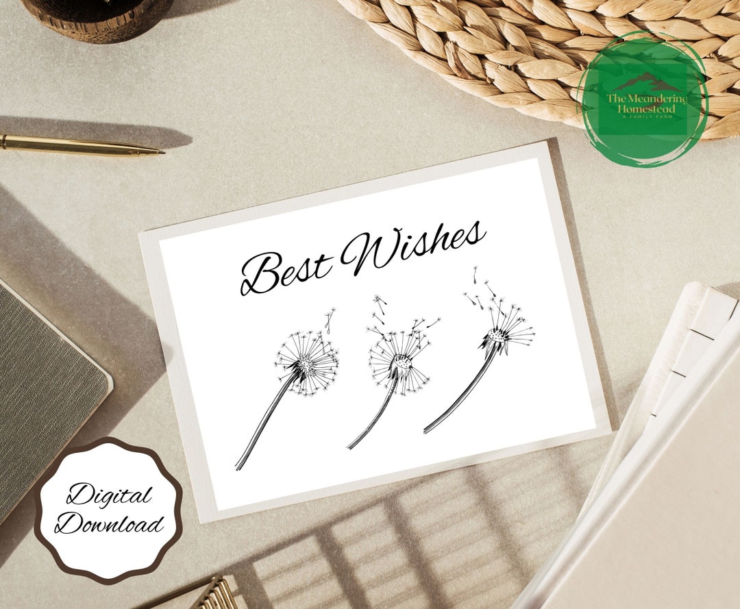 Printable Best Wishes Card Instant Download 7x5 Inch Card - Etsy