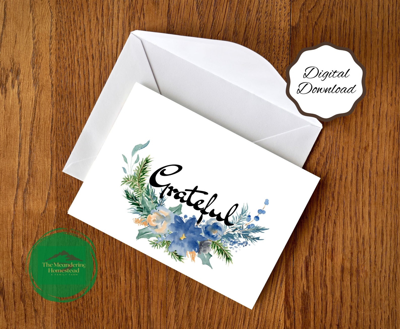 Printable Grateful Card Instant Download 7x5 Inch Card - Etsy
