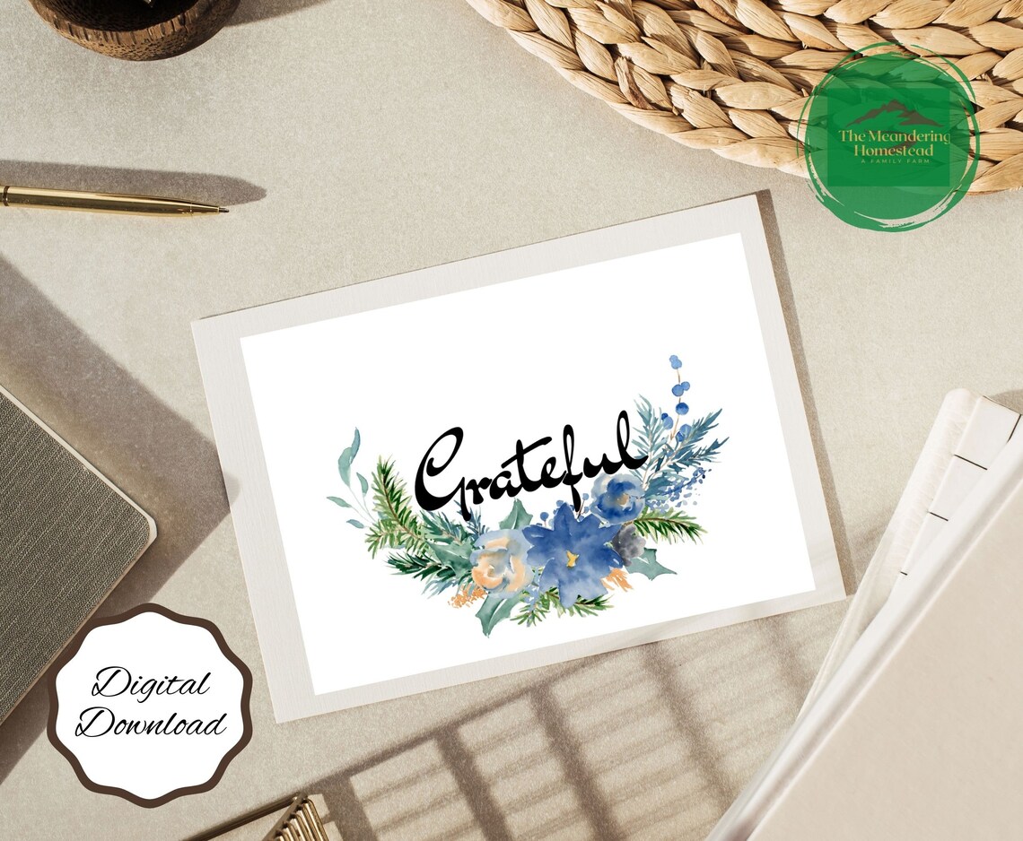 Printable Grateful Card Instant Download 7x5 Inch Card - Etsy
