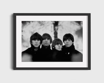 ビートルズ Beatles ジョージ　ジョン 写真 フォト 額縁 The Beatles 4 Individual Portrait Poster Black and White Photo