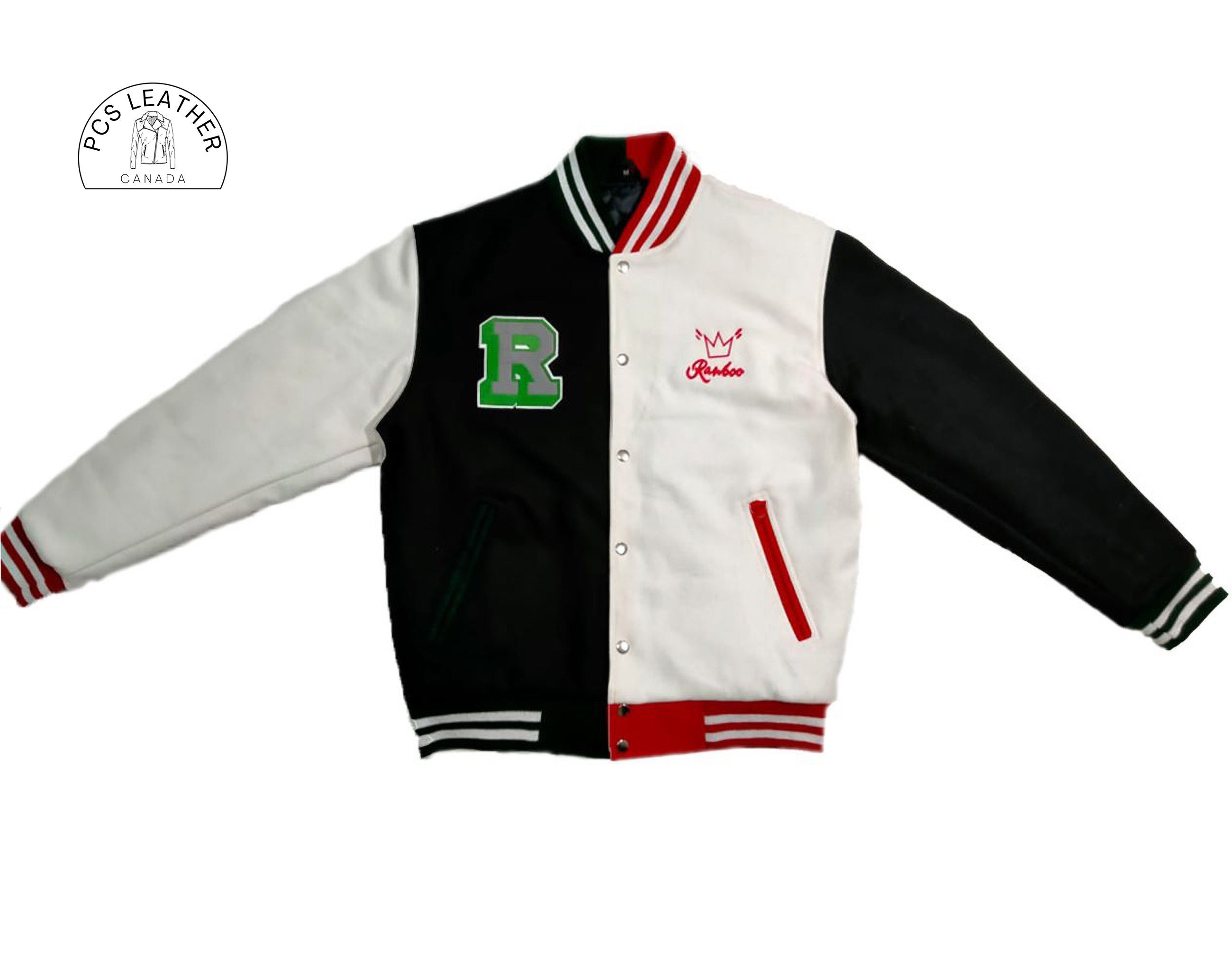 Red and White Sailor Collar Varsity Jacket - Jackets Masters