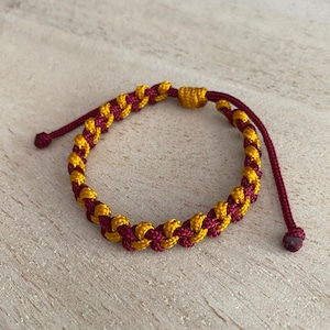 Washington Football Season Bracelet, Burgundy and Gold Bracelet Braided Thin Sport Team, Birthday Gift for Her Him Family Commanders Fan