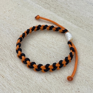 Cincinnati Football Season Bracelet, Orange and Black Bracelet Braided Thin Sport Team, Birthday Gift for Her Him Family Friends Bengals Fan