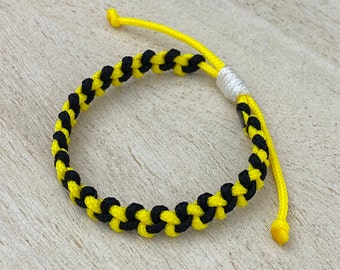 Pittsburgh Baseball Bracelet, Yellow and Black Braided Thin Friendship Bracelet for Adults and Kids, Birthday Gift Baseball Team Fan