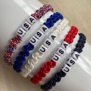 4th of July Bracelet, Independence Day Patriotic USA Woven Bracelet, 4 of July Party, American Flag Bracelet, Red White Blue Braid Bracelet
