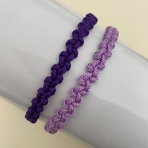 Purple Bracelet Braided Adjustable Waterproof for Kids Men Women Friends Family, Lavender Bracelet
