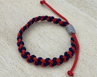 Los Angeles Baseball Bracelet, Set of 2 Red and Navy Braided Thin Friendship Bracelets for Adults and Kids, Birthday Gift Baseball Team Fan
