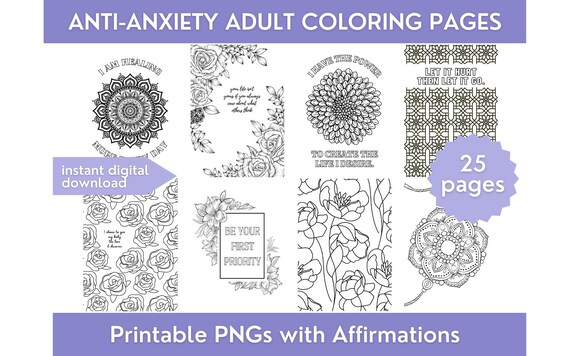 Anti-anxiety Coloring Pages With Affirmations Printable - Etsy