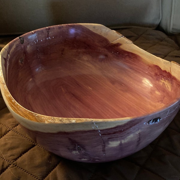 Handcrafted cedar wood bowl