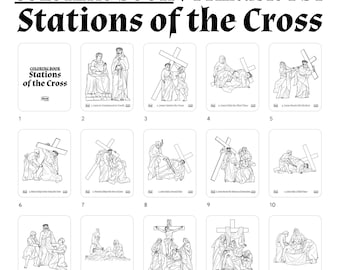Vía Crucis - Libro para colorear católico imprimible (14 páginas) - Descarga digital instantánea en PDF
