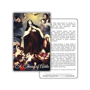 Santa Teresa de Ávila: Pocket PrayerFulls™ / Durable Wallet Holy Cards / Santos Católicos