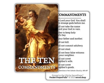 The Ten Commandments: Pocket PrayerFulls™ | Durable Wallet Holy Card | Decalogue | Catholic Catechism