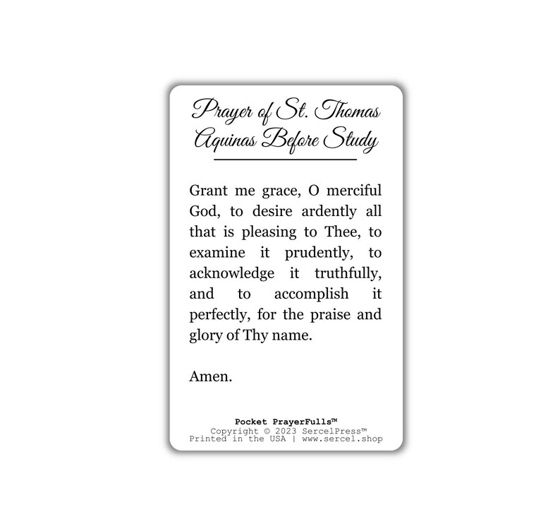 Prayer of St. Thomas Aquinas Before Study Pocket Prayerfulls™ Durable