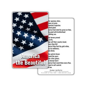 Amérique la Belle | Carte de chanson patriotique de portefeuille durable | 4 juillet | Jour de l'Indépendance | les états-unis d'Amérique