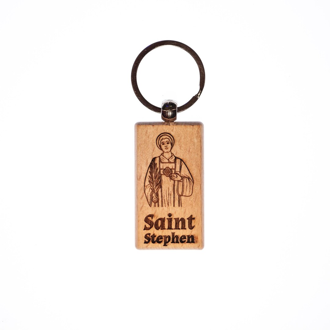 Saint Stephen, Solid Wood Keychain, Engraved in the USA, Catholic - Etsy