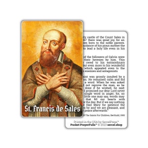 Saint François de Sales : Pocket PrayerFulls™ | Cartes sacrées durables | Saints catholiques