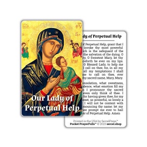 Notre-Dame du Perpétuel Secours : Pocket PrayerFulls™ | Cartes de prière portefeuille durables | Prières catholiques