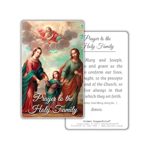Prière à la Sainte Famille : Pocket PrayerFulls™ | Cartes de prière portefeuille durables | Prières catholiques
