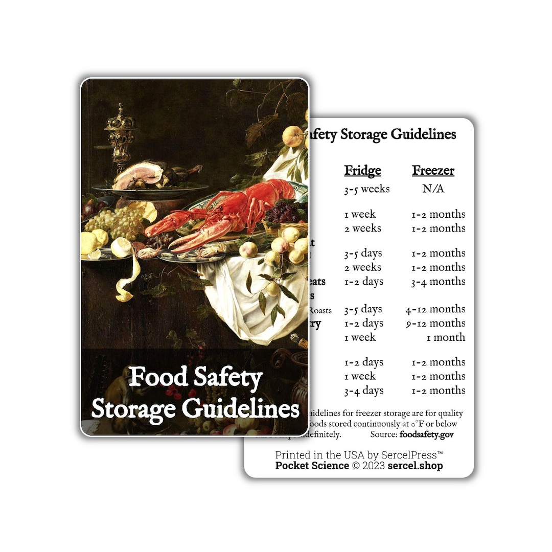 Food Safety Storage Guidelines Reference Card Durable Wallet Pocket