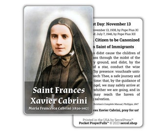 Saint Frances Xavier Cabrini: Pocket PrayerFulls™ | Durable Wallet Prayer Cards | Catholic Saints