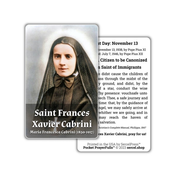 Saint Frances Xavier Cabrini: Pocket PrayerFulls™ | Durable Wallet Prayer Cards | Catholic Saints