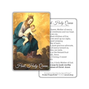 Salut, Sainte Reine : Pocket PrayerFulls™ | Cartes de prière portefeuille durables | Prières catholiques