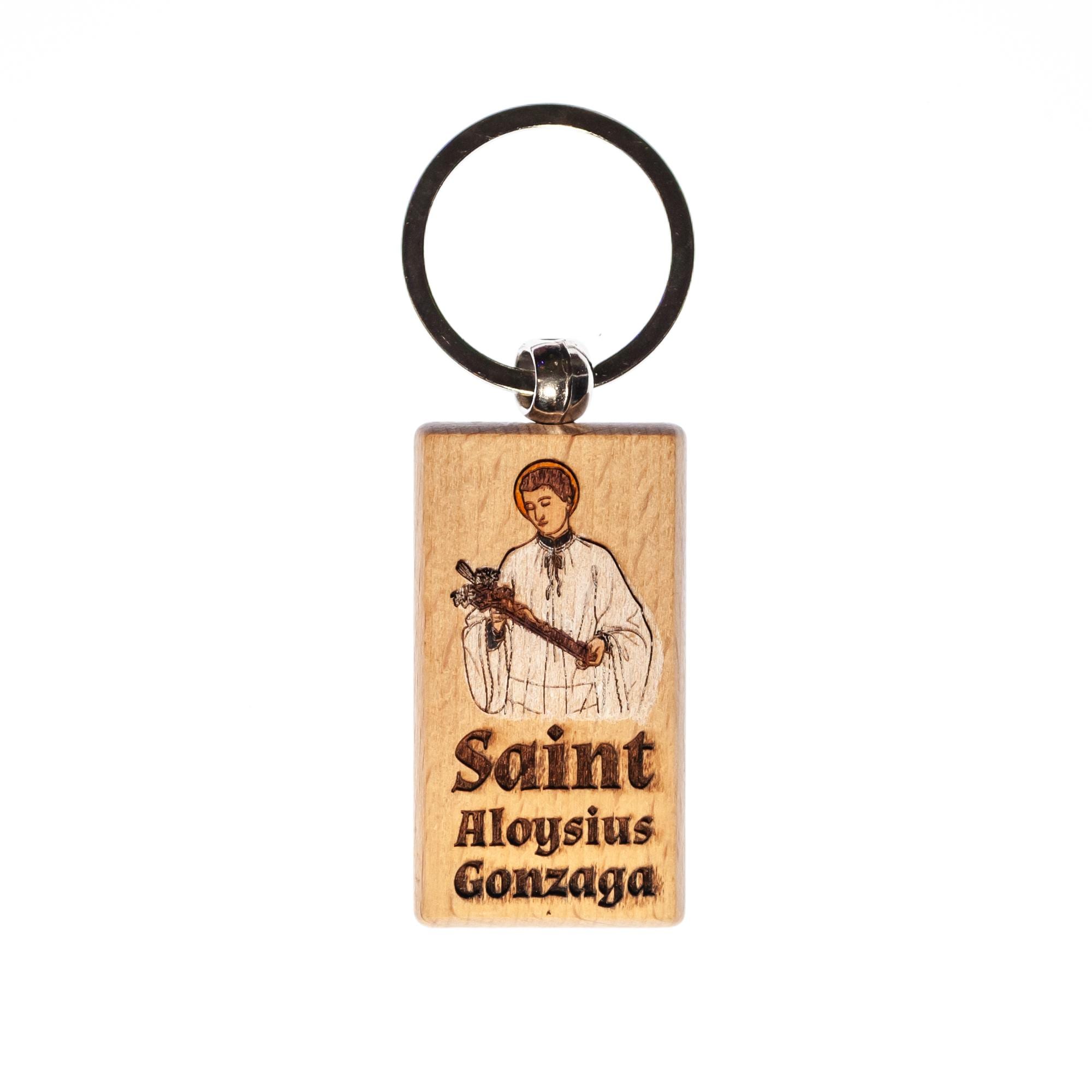 Saint Aloysius Gonzaga, Hand-colored, Solid Wood Keychain