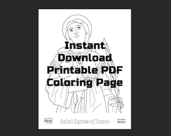 Santa Inés de Roma, página para colorear católica imprimible, descarga en PDF de alta resolución, impresiones ilimitadas, educación católica, educación en el hogar.