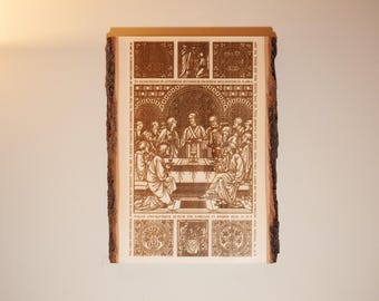 The Last Supper, 12 x 16 inch Large Laser-Engraved Wood Wall Art with Bark Edge, Engraved in the USA