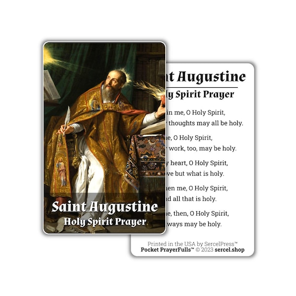 St. Augustine, Holy Spirit Prayer: Pocket PrayerFulls™ | Durable Wallet Prayer Cards | Catholic Saints | Catholic Prayers