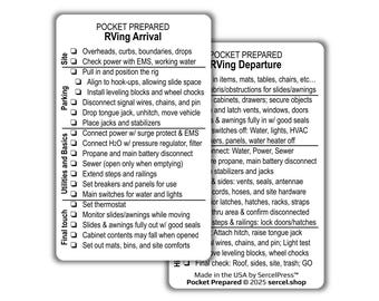 RV Setup & Departure Checklist Card – Waterproof Wallet-Sized RV Travel Prep Card – Camper Setup Reminder – Plastic Wallet Card