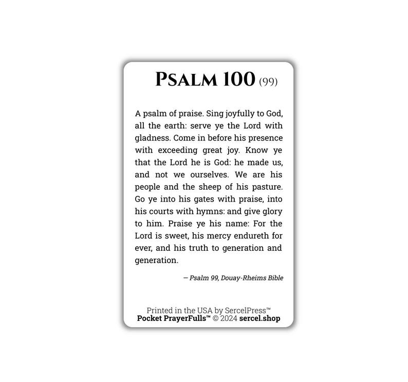 Psalter Douay Rheims Psalm 100: Pocket Prayerfulls™ | Durable Wallet Holy Cards | Holy Bible ...