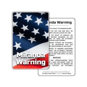Miranda Warning: Pocket LawFulls | Durable Wallet Card | Law Enforcement | Police