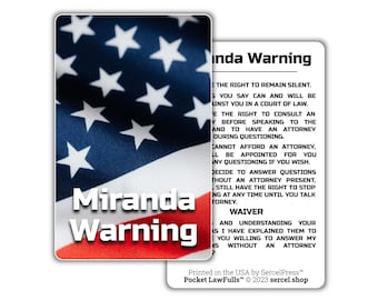 Engraved Miranda Card, Miranda Rights, Laser Engraved Miranda Rights ...