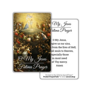 O mon Jésus, prière de Fatima : Pocket PrayerFulls™ | Cartes de prière durables pour portefeuille | Prières catholiques