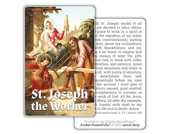 Saint Joseph the Worker: Pocket PrayerFulls™ | Durable Wallet Holy Cards | Catholic Saints