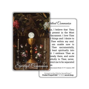 Communion spirituelle : Pocket PrayerFulls™ | Cartes de prière durables pour portefeuille | Prières catholiques