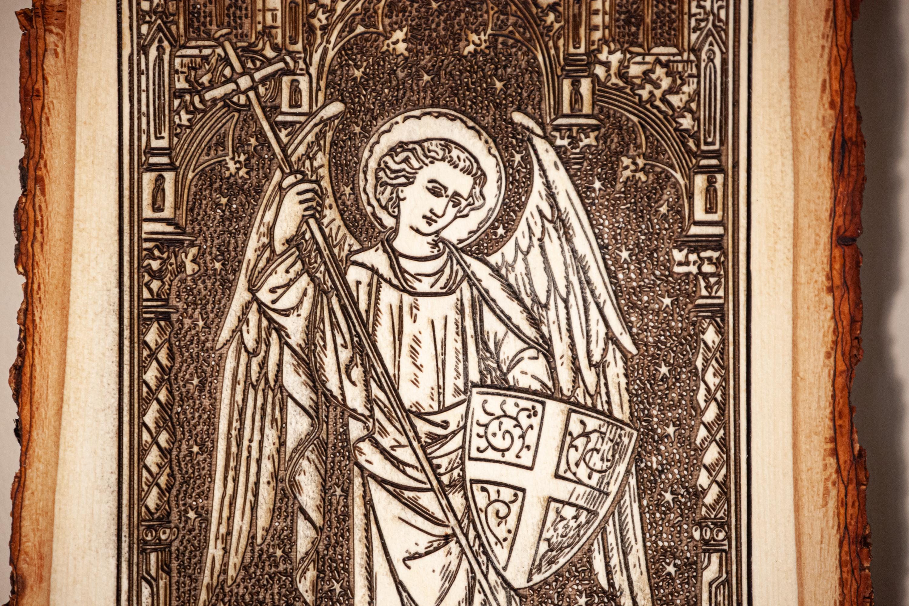 Saint Michael the Archangel, 6.5 X 11 Inch Laser-engraved Wood Wall Art ...