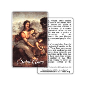 Sainte Anne : Pocket PrayerFulls™ | Cartes sacrées durables | Saints catholiques