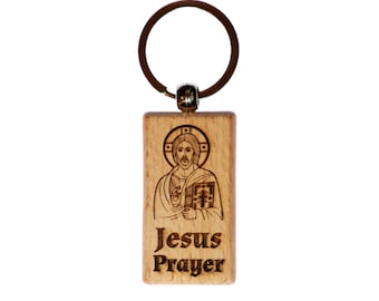 Jesus Prayer, Solid Wood Keychain, Engraved in the USA, Traditional Catholic Prayer